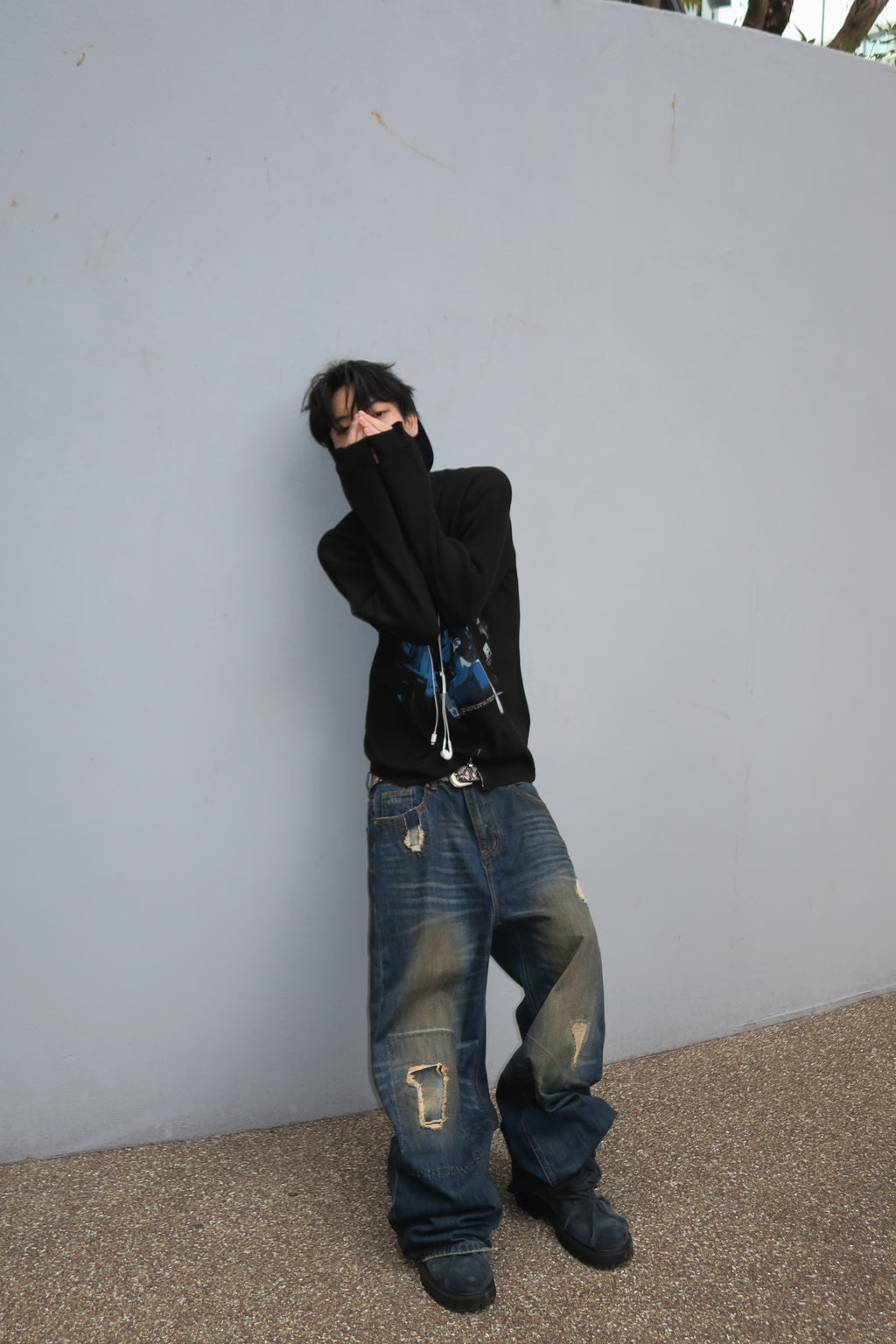 DoubleB破壞髒染牛仔褲