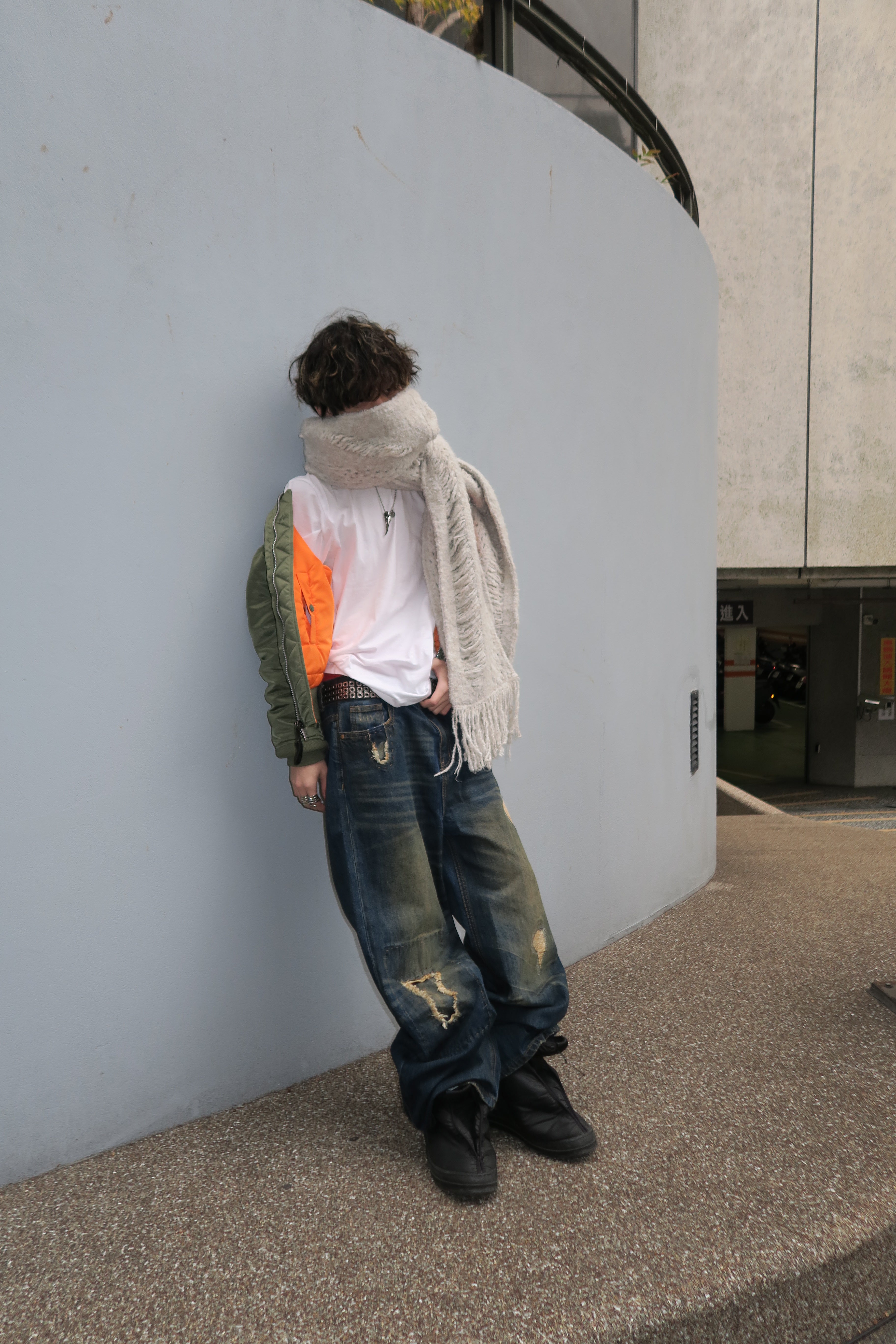 DoubleB破壞髒染牛仔褲